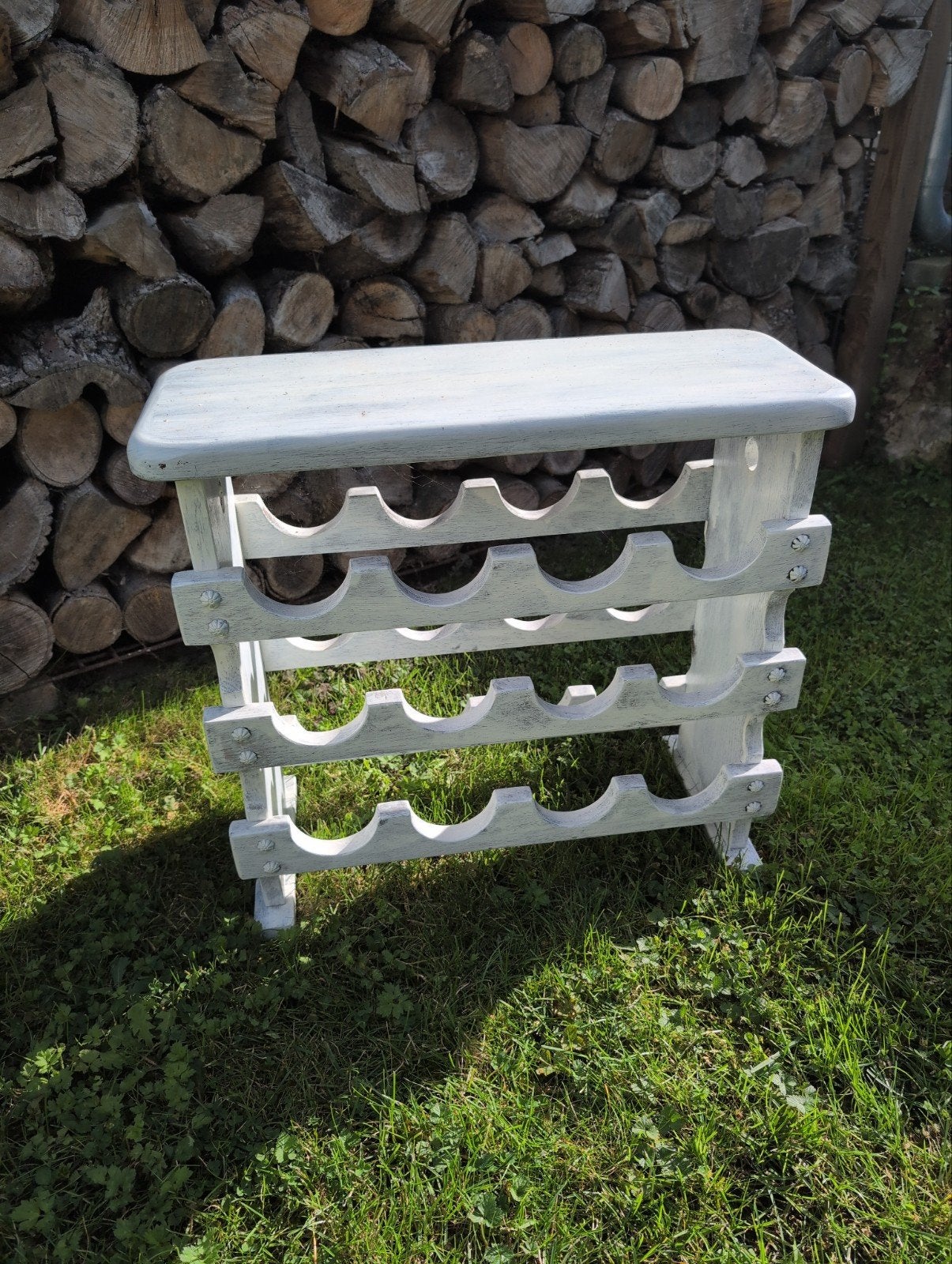 Massief houten wijnrek - 53x50x22 cm - in grondverf, Ophalen, 50 – 75, Gebruikt, 5 tot 15 flessen