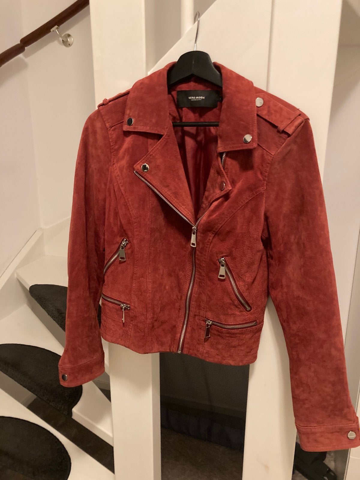 Rood bikerjack maat (L), Ophalen of Verzenden, Zo goed als nieuw, Maat 38/40 (M), Rood