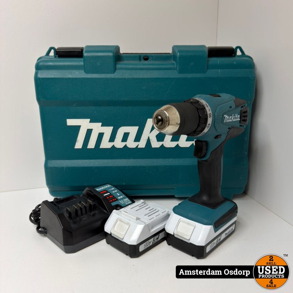 Makita DF457DWE Boormachine + 2x Accu + Lader | Netjes