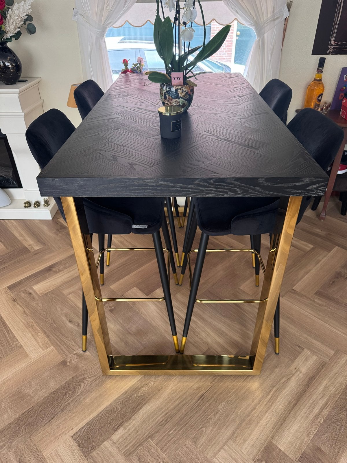 Richmond barset zwart met goud, 160x80x106 cm, Ophalen, 50 tot 100 cm, Zo goed als nieuw, 150 tot 200 cm