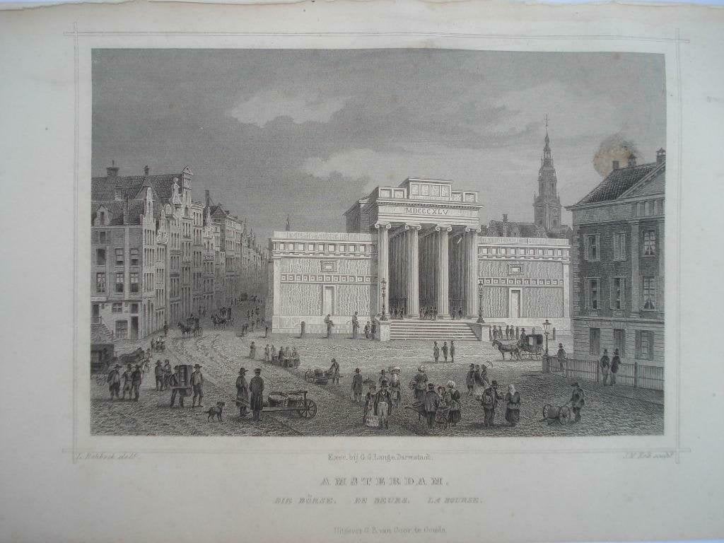 13 / Amsterdam de Beurs  Staalgravure 1860, Ophalen of Verzenden