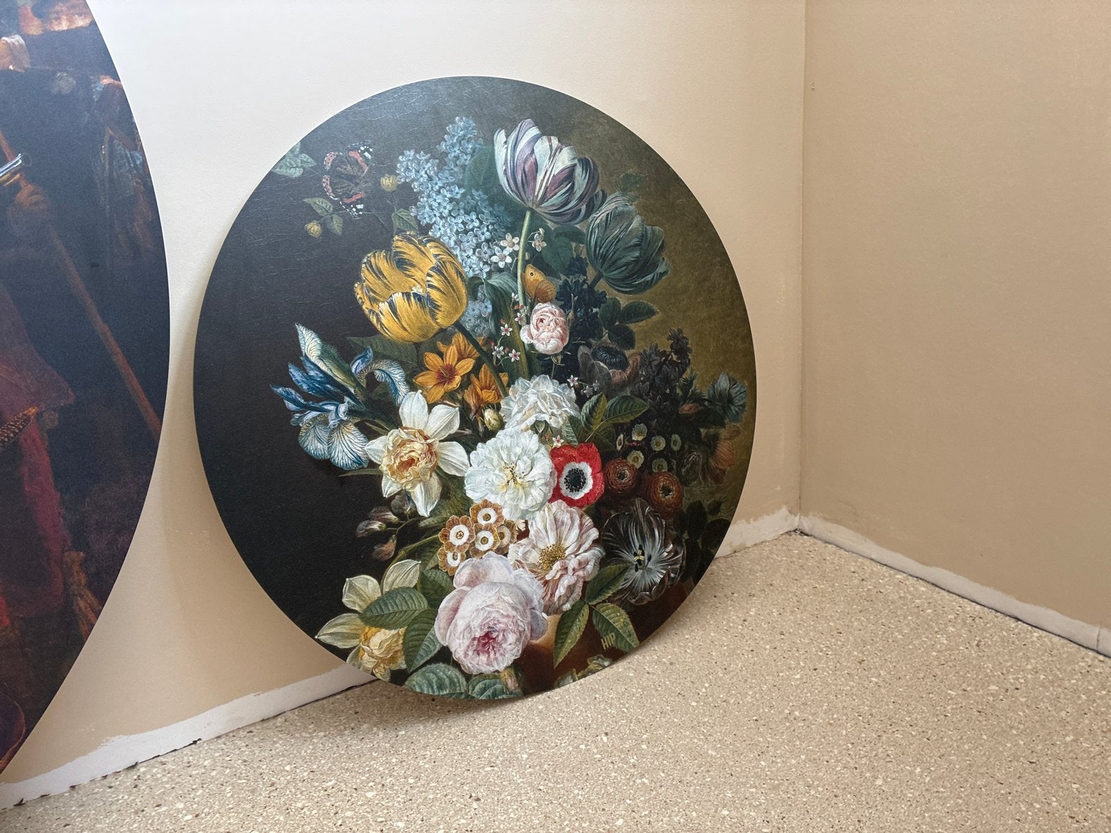 HIP ORGNL Wandcirkel Stilleven met Bloemen (Eelkema), Ophalen, 50 – 75, 50 tot 75 cm, Print