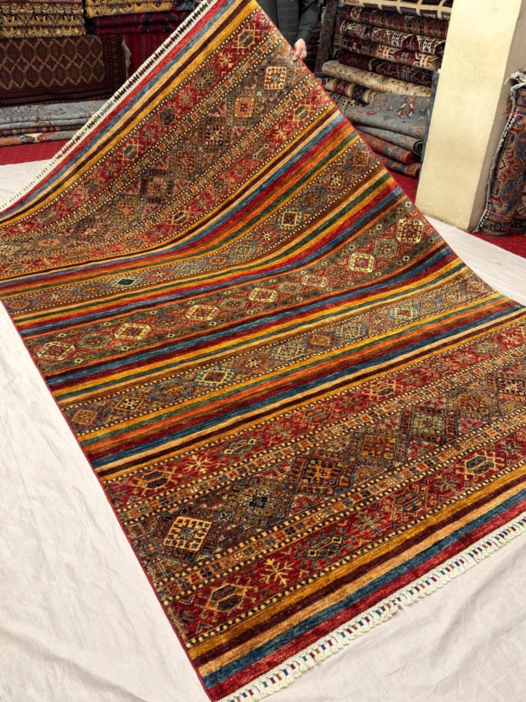Vintage Perzisch Handgeknoopt Vloerkleed - Donkerblauw Wol, Huis en Inrichting, Gebruikt, Blauw, Ophalen of Verzenden, 200 cm of meer