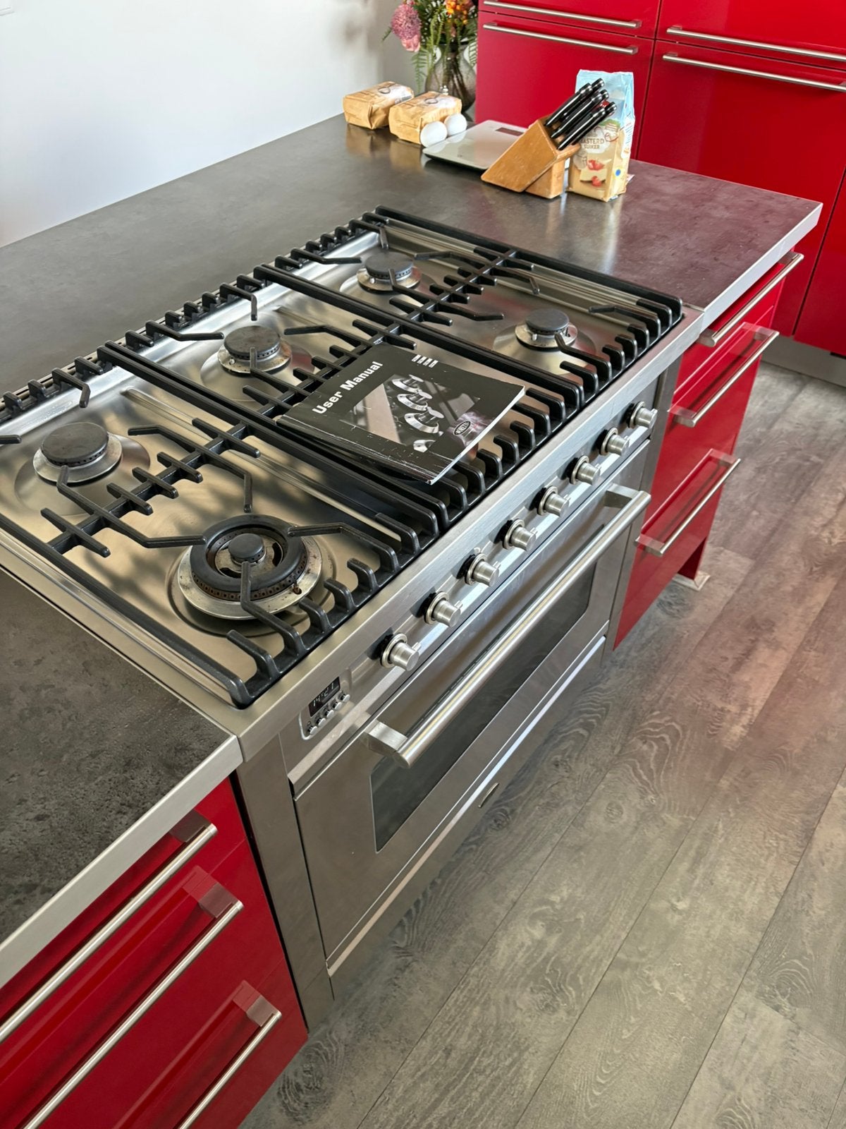 Te koop boretti gasfornuis met elektrische oven., Gebruikt, Hete lucht, 60 cm of meer, Ophalen of Verzenden