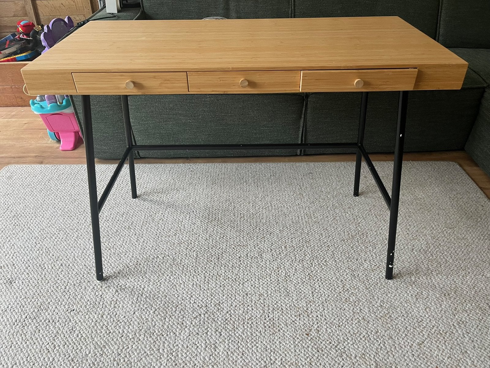 IKEA bureau LILLÅSEN met lades - Bamboe look, Huis en Inrichting, Bureaus, Ophalen, Gebruikt, Bruin, IKEA