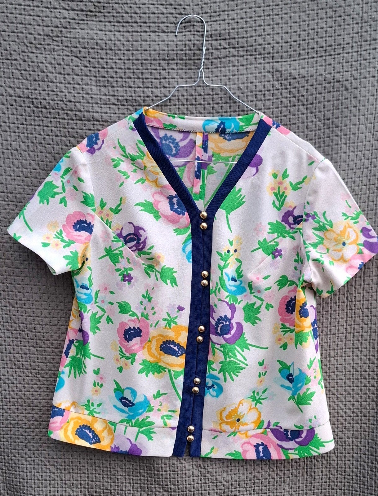 Vintage blouse, maat 38/40 - M/L - wit - bloemen - 90's, Maat 38/40 (M), Ophalen of Verzenden, Vintage, ,