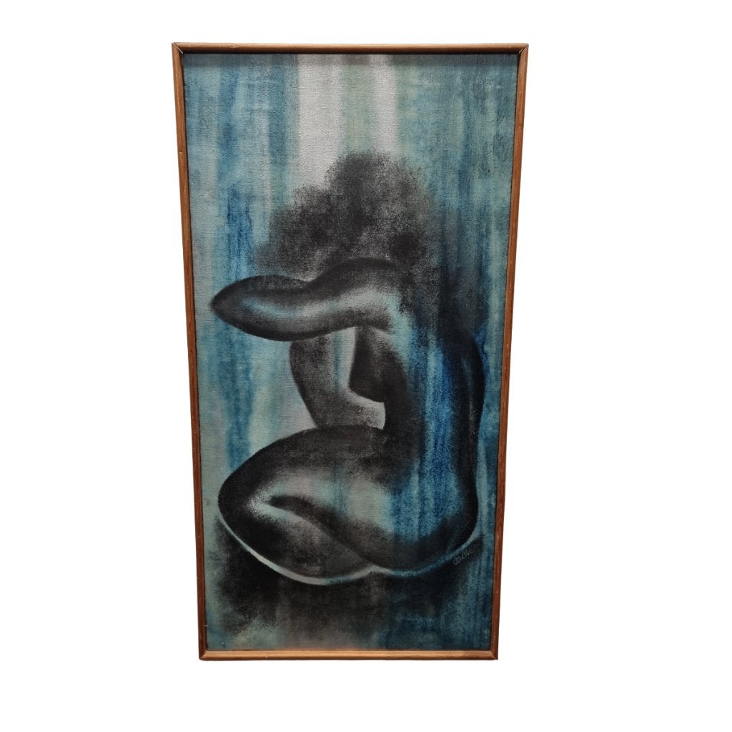 Vintage schilderij met naakte dame, Antiek en Kunst, Overig onderwerp, Ophalen of Verzenden, Ingelijst, Olieverf