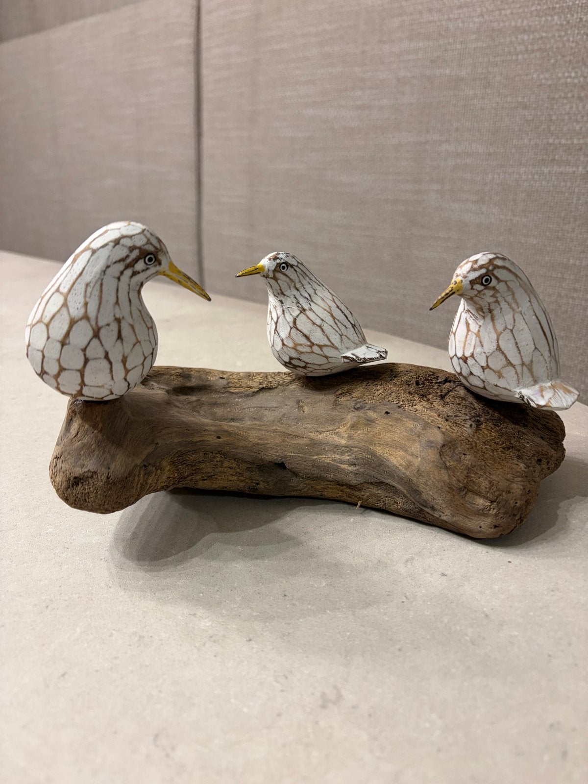 Decoratieve vogels op drijfhout - Handgemaakt, Hout, Ophalen of Verzenden, Wit, Landelijk