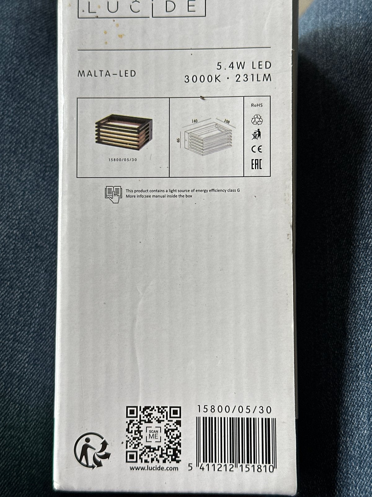 Lucide Malta-LED Buitenwandlamp 5.4W IP54, Ophalen of Verzenden, Nieuw