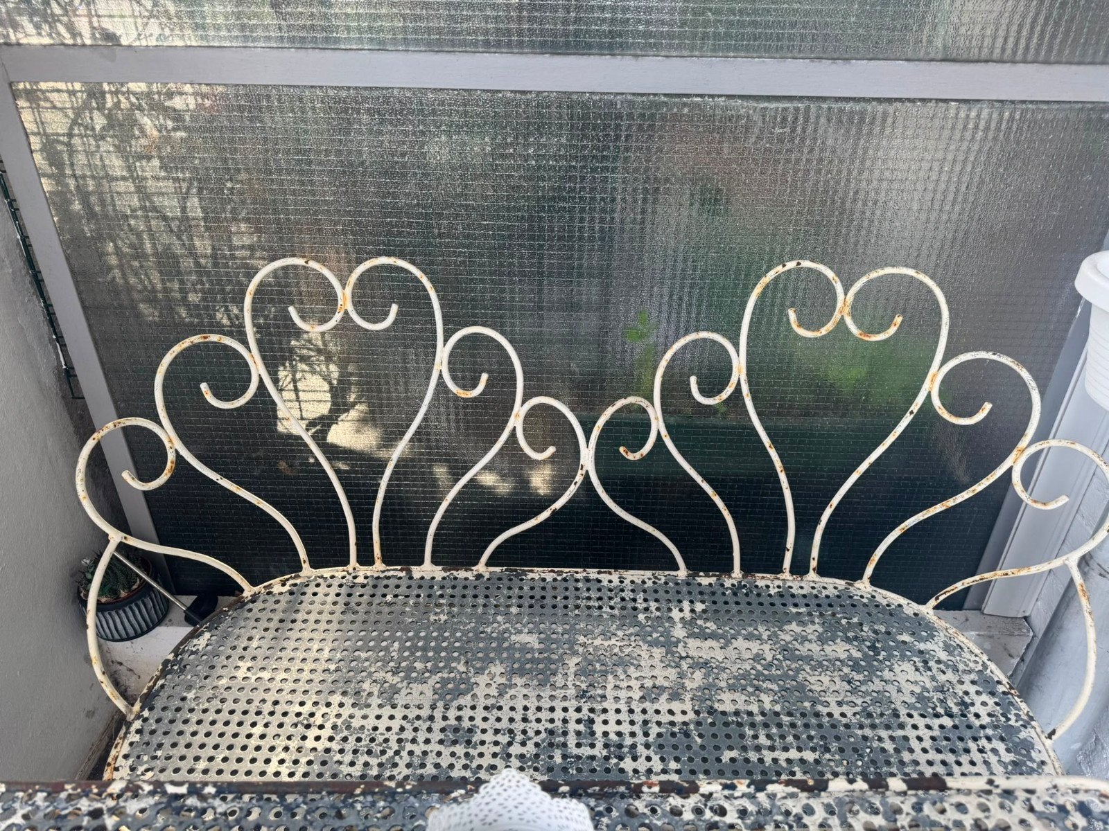Brocante metalen tuin/balkonset - bewerkt design, Overige materialen, Gebruikt, Bank, Tuinset