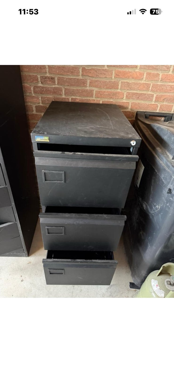 Zwarte metalen ladekast met slot - Silverline, Ophalen, Gebruikt, 100 tot 150 cm, Meerdere deuren