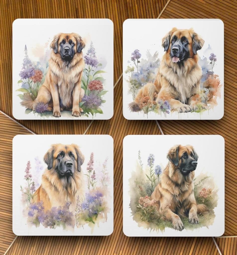 Leonberger Aquarel onderzetters met houder, Ophalen of Verzenden, Nieuw
