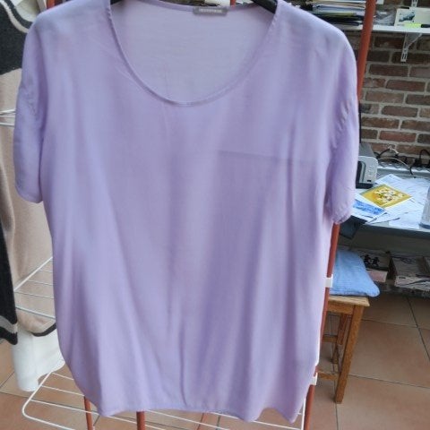 Blouse lila zijde korte mouw Hemisphere mt 40-42, Overige kleuren, Hemisphere, Maat 42/44 (L), Ophalen of Verzenden
