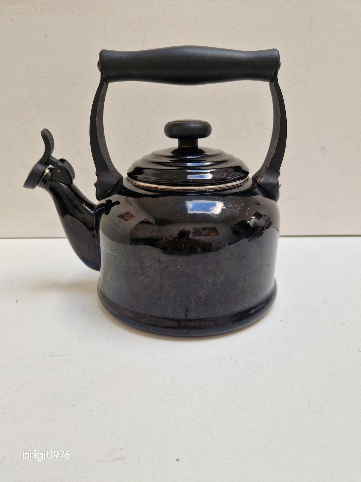 Le Creuset fluitketel zwart - Gebruikt, 2 liter of meer, Ophalen of Verzenden, Gebruikt