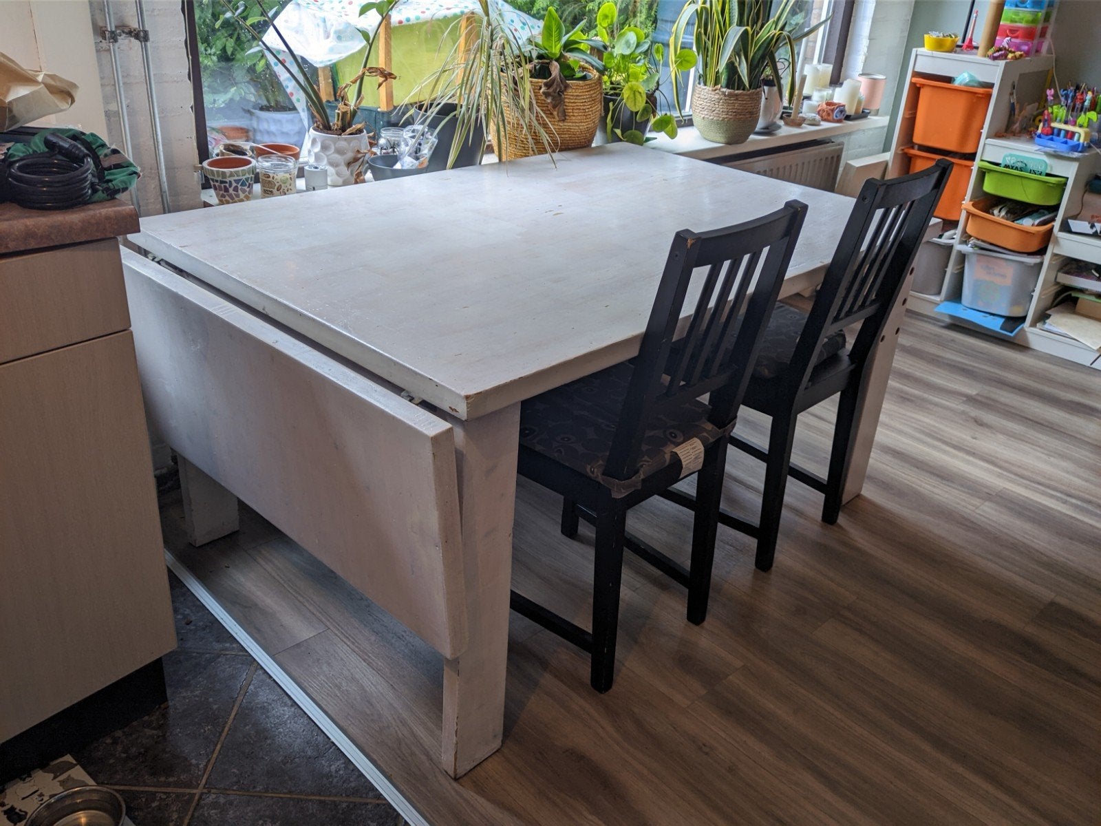 Lundia houten tafel met verlengblad – 145 x 96 cm, Ophalen, Gebruikt, 100 tot 150 cm, 50 tot 100 cm