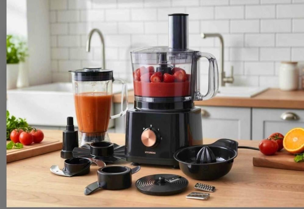 Hyundai 8-in-1 Keukenmachine - Luxe Roségoud/Zwart - Nieuw, Witgoed en Apparatuur, Keukenmixers, Ophalen of Verzenden, Nieuw