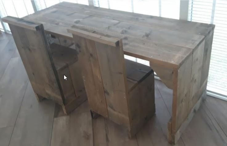 Kinder Tafel met 2 stoelen steigerhout, Ophalen of Verzenden, Zo goed als nieuw, Stoel(en)