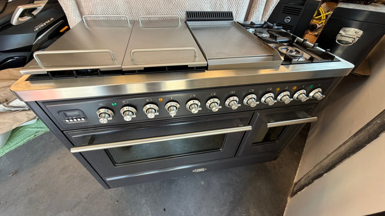 Boretti Gasfornuis 120 cm met 2 Ovens en RVS Poten, Ophalen, Gebruikt, Hete lucht, 60 cm of meer