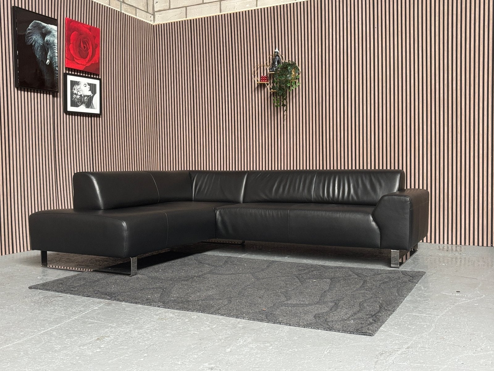 GRATIS LEVERING Montel Hoekbank Leer 265x215 GEREINIGD, Huis en Inrichting, Banken | Bankstellen, 250 tot 300 cm, Hoekbank, Leer