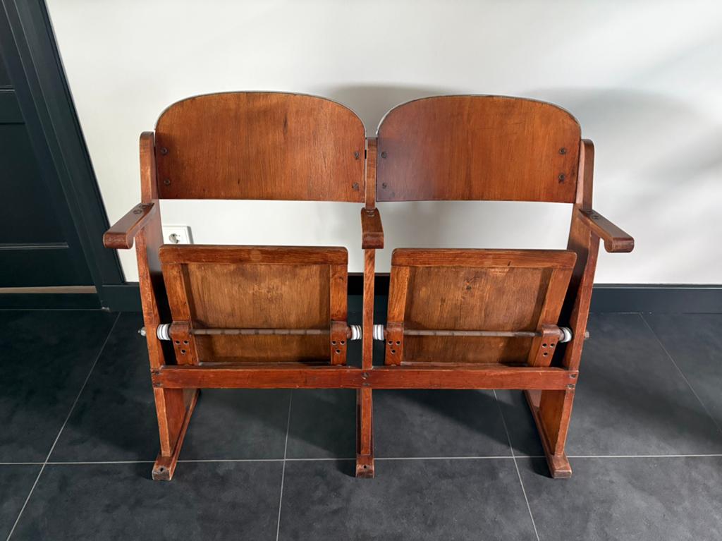 Vintage Dubbele Bioscoopstoelen - Houten Klapstoelen, Ophalen