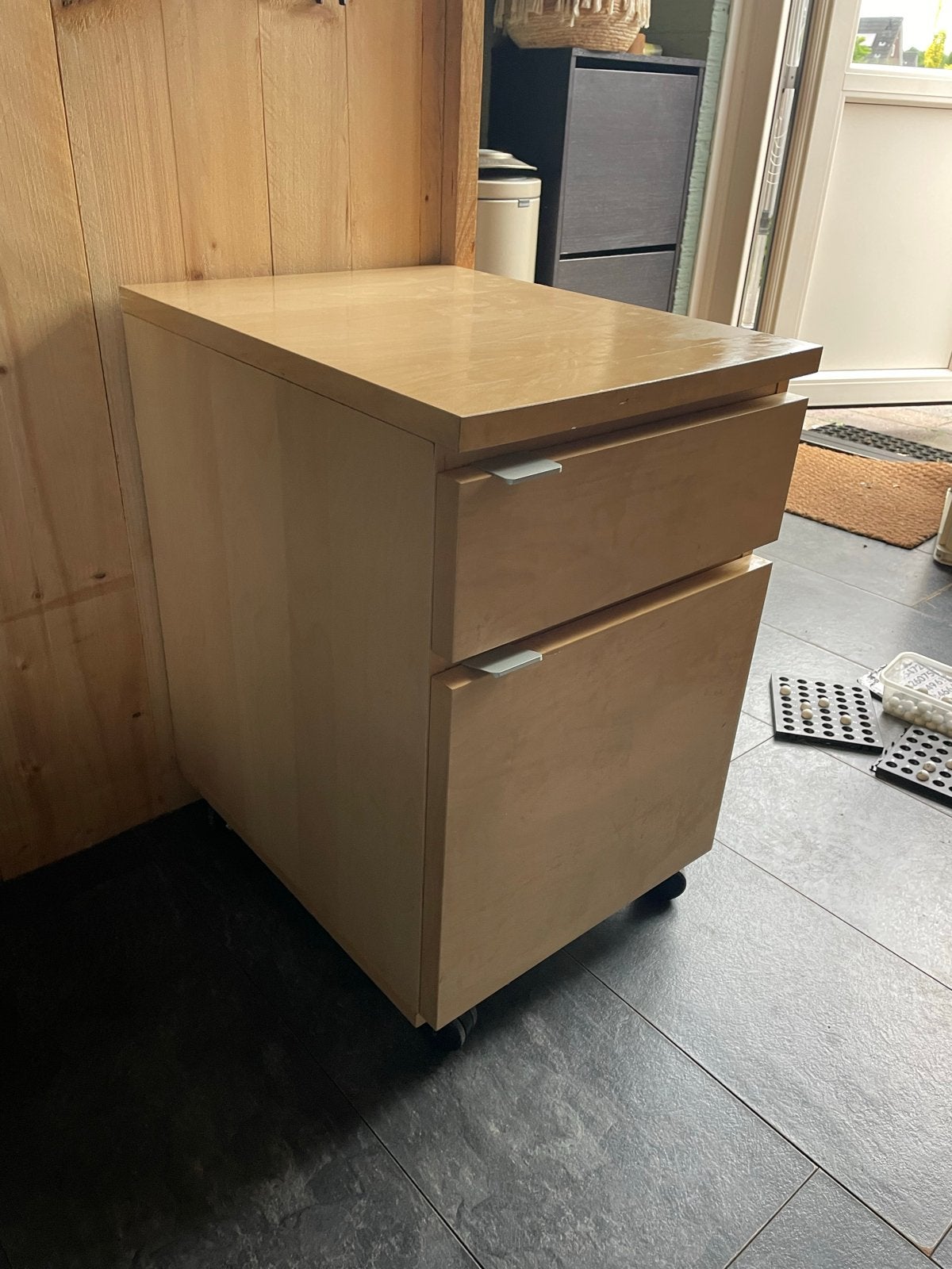Verrijdbaar ladeblok met 2 laden - Licht hout, Ophalen, Minder dan 50 cm, Gebruikt, 1 of 2 laden
