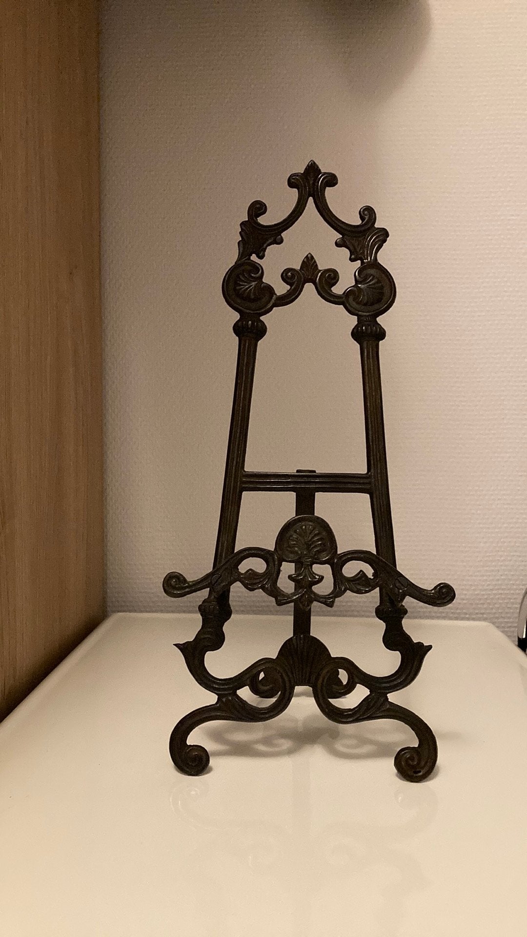 Brocante foto standaard, Huis en Inrichting, Woonaccessoires | Overige, Ophalen, Metaal, Bruin, Gebruikt