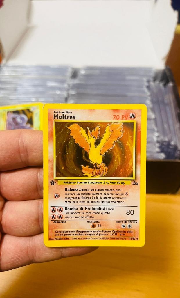 Moltres 12/62 Holo 1st Edition Fossil Pokemon, Verzenden, Zo goed als nieuw, Losse kaart, Foil