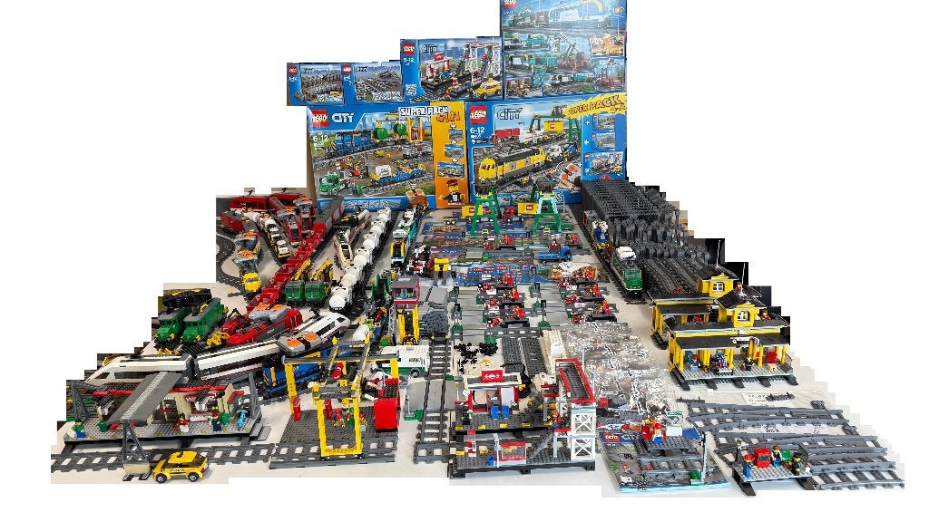 Lego train RC verzameling met 12 locs, 42 wagons en stations, Ophalen, Gebruikt, Overige thema's, Lego