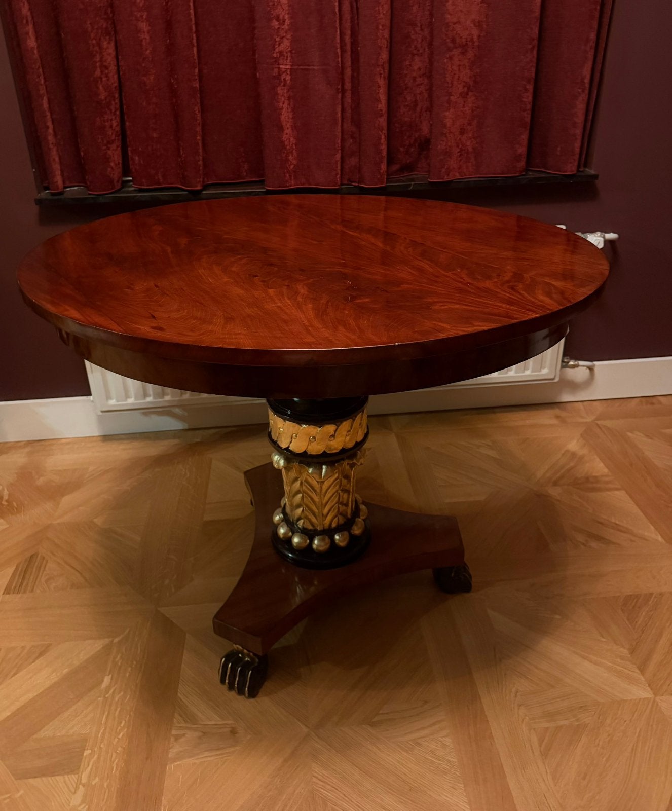 Antieke mahonie gueridon Empire salontafel ronde tafel, Antiek en Kunst, Ophalen