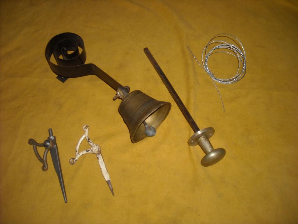 antieke trekbel set oude deurbel deur bel trekker koperen, Ophalen of Verzenden
