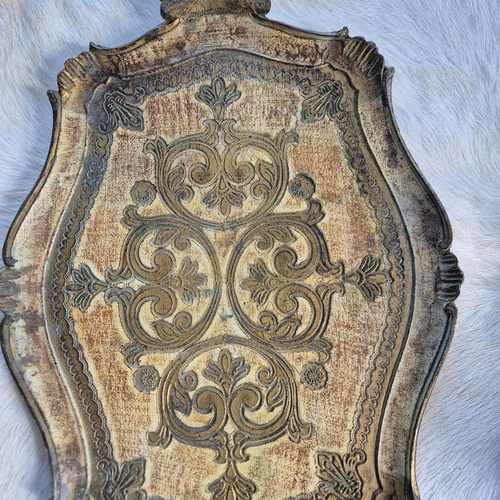 Vintage dienblad 49x34cm mooi decor bruin/goudtinten, Huis en Inrichting, Woonaccessoires | Dienbladen, Ophalen of Verzenden, Zo goed als nieuw