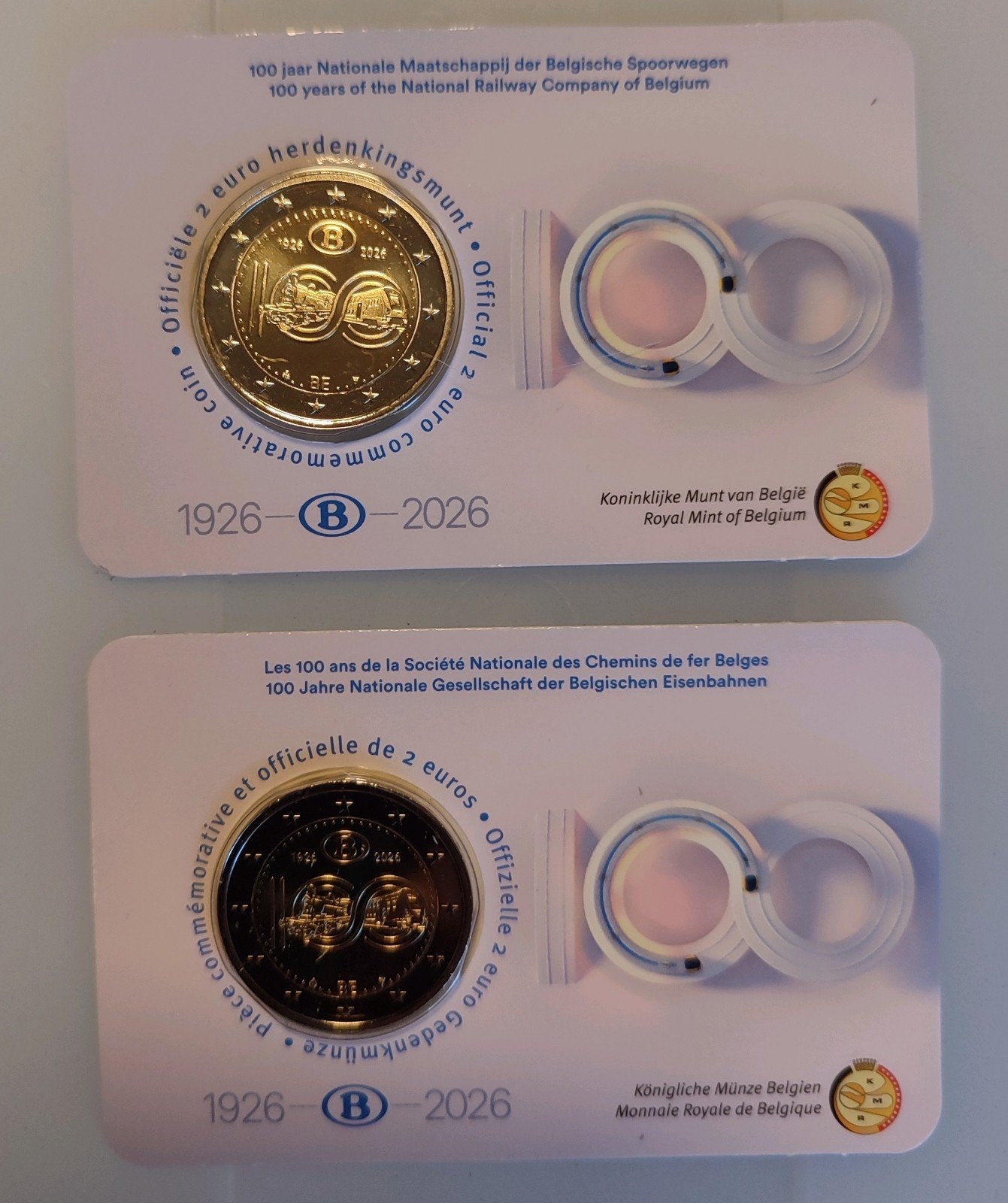 België 2 euro 2026 BU 100 jr. Nationale Spoorwegen NL/FR CC, Ophalen of Verzenden, België, 2 euro, Setje