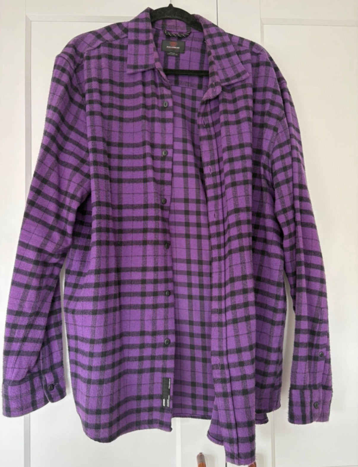 Pull & Bear flanel (XL), Ophalen of Verzenden, Zo goed als nieuw, Paars, Overige halswijdtes