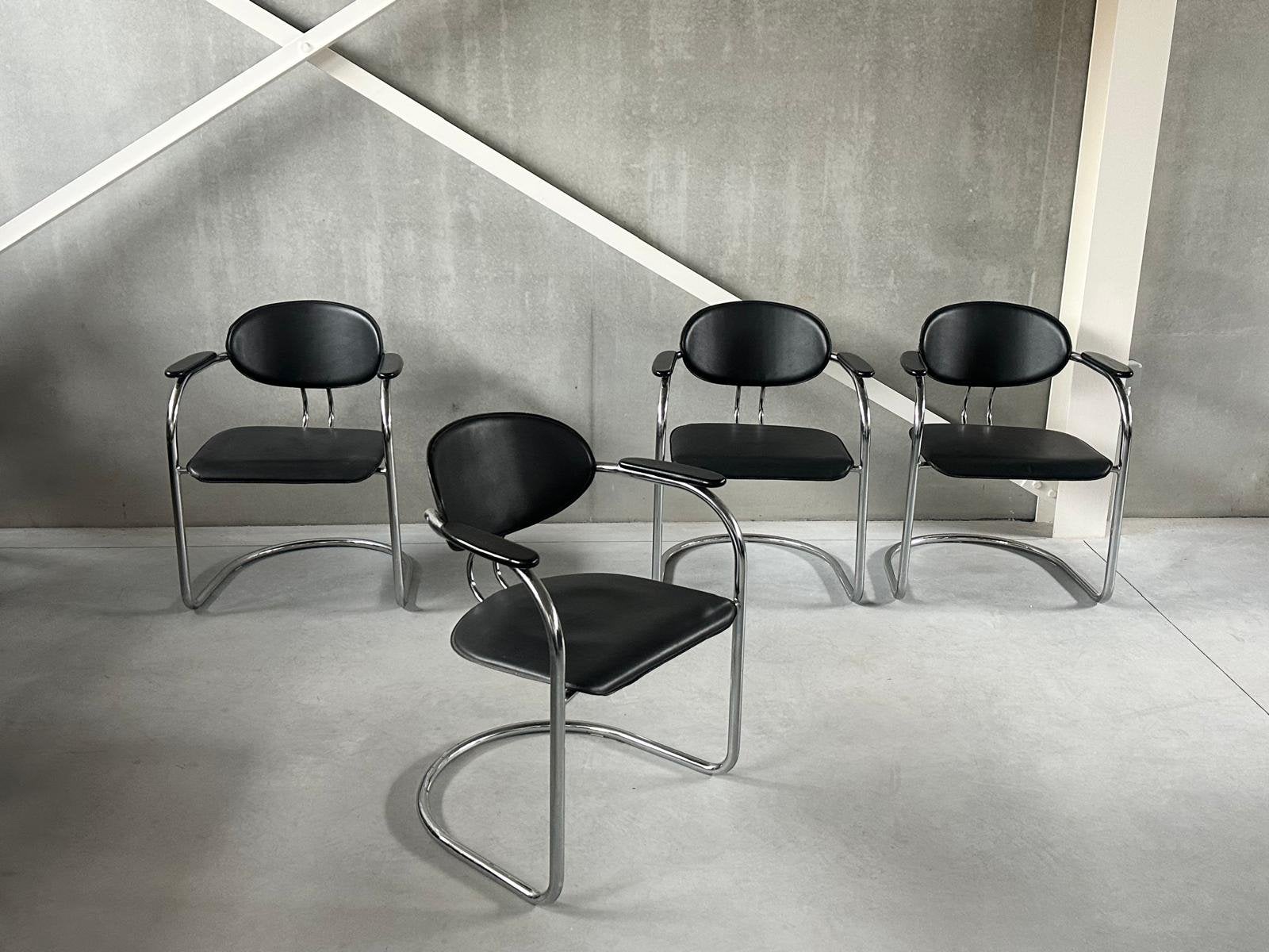 Vintage chroom “Effezeta” eetkamerstoelen 1980s, Ophalen
