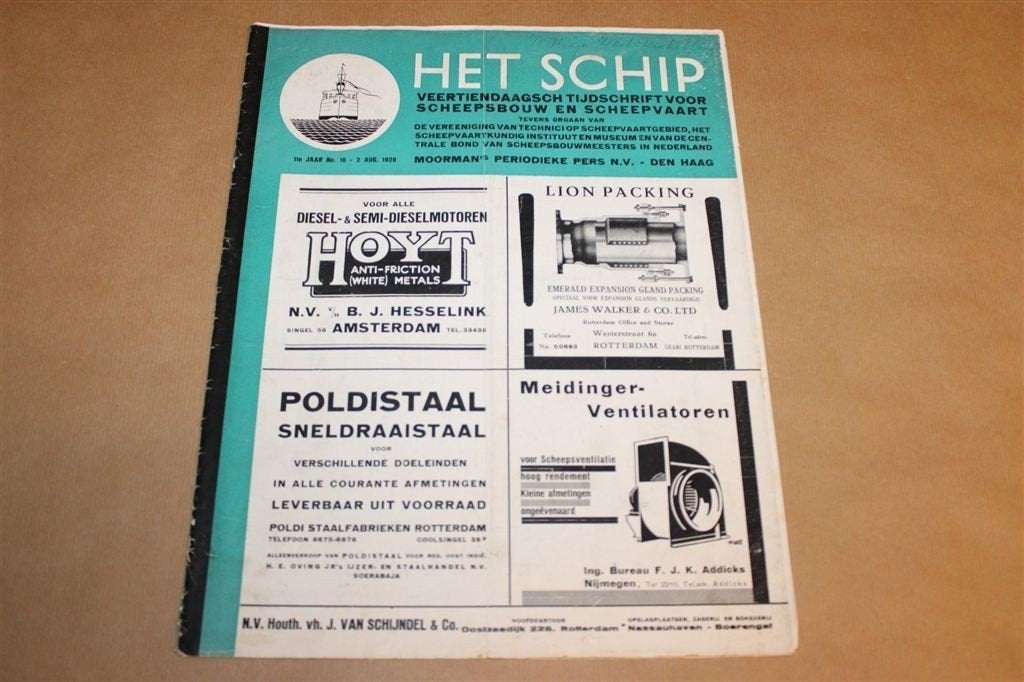 Het Schip 1929 — Tjibadak Statendam Scheepsbouw, Verzamelen, Gebruikt, -, Kaart, Foto of Prent, -