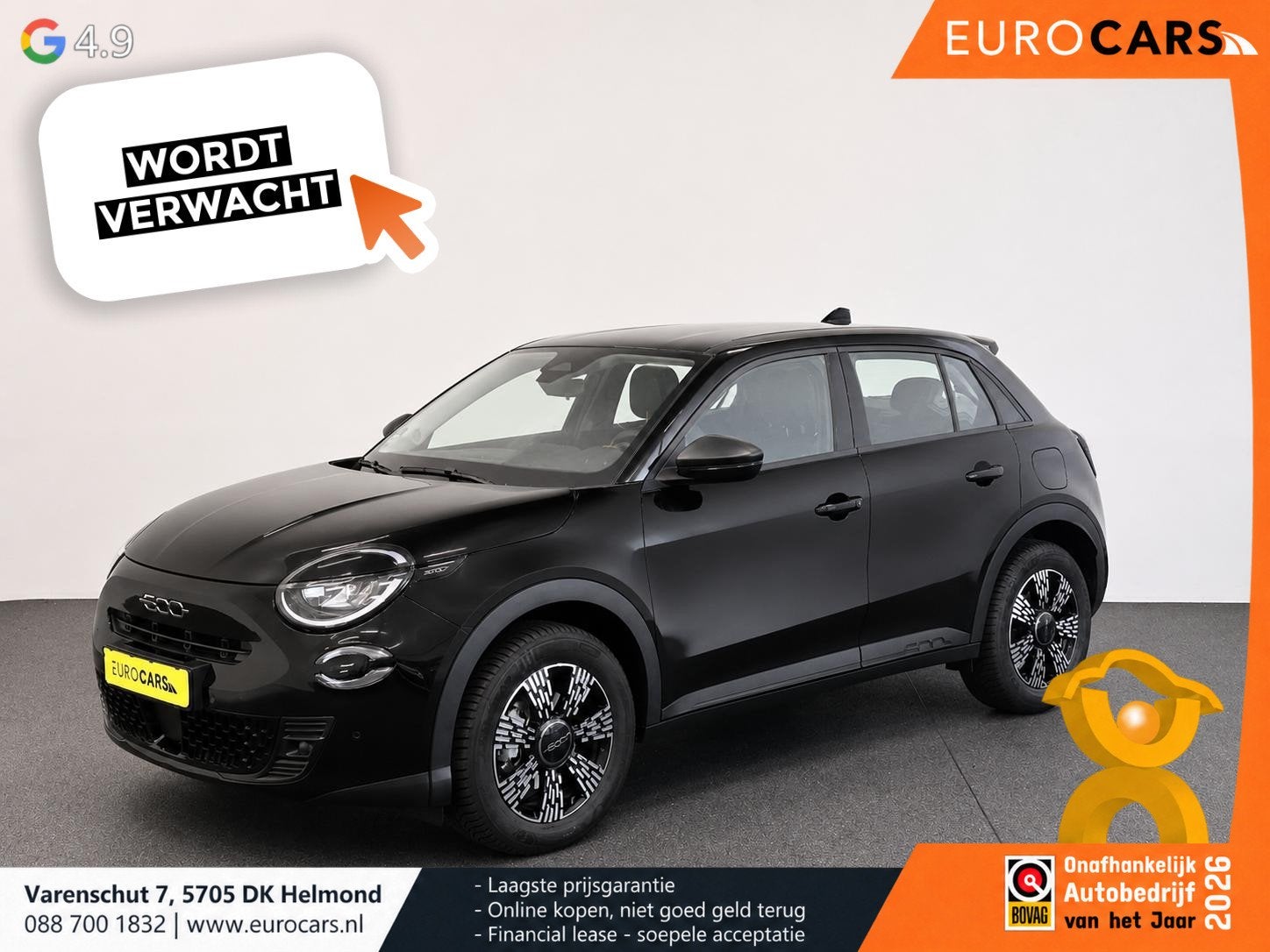 Fiat 600 1.2 Hybrid Icon Wireless CarPlay Stoelverwarming Cr, Auto's, Dealer onderhouden, Stof, Gebruikt, 1199 cc