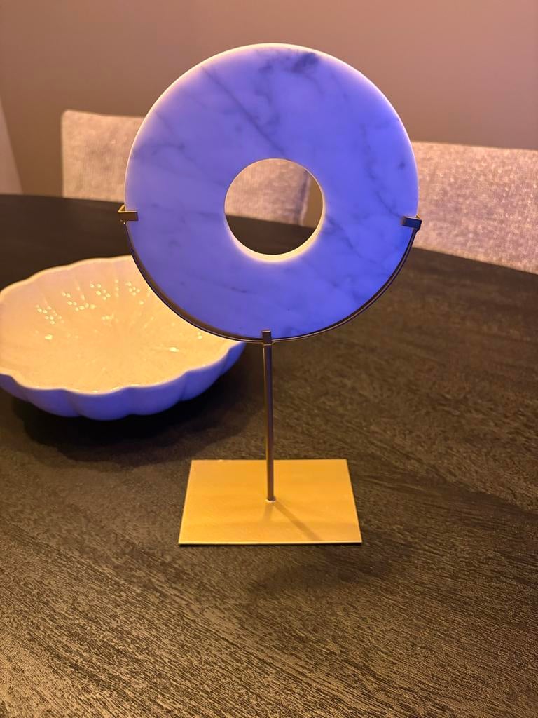 Gouden standaard met marmeren schijf, Ophalen of Verzenden, Gebruikt, Goud, Metaal