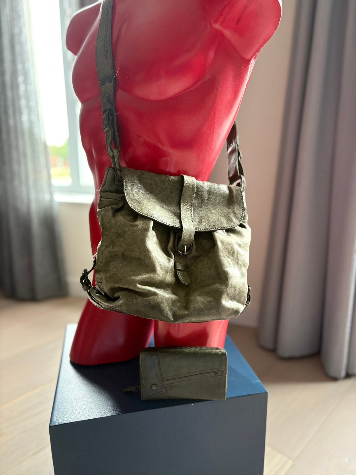 Te koop leren dames tas, Ophalen of Verzenden, Gebruikt, Groen, Handtas