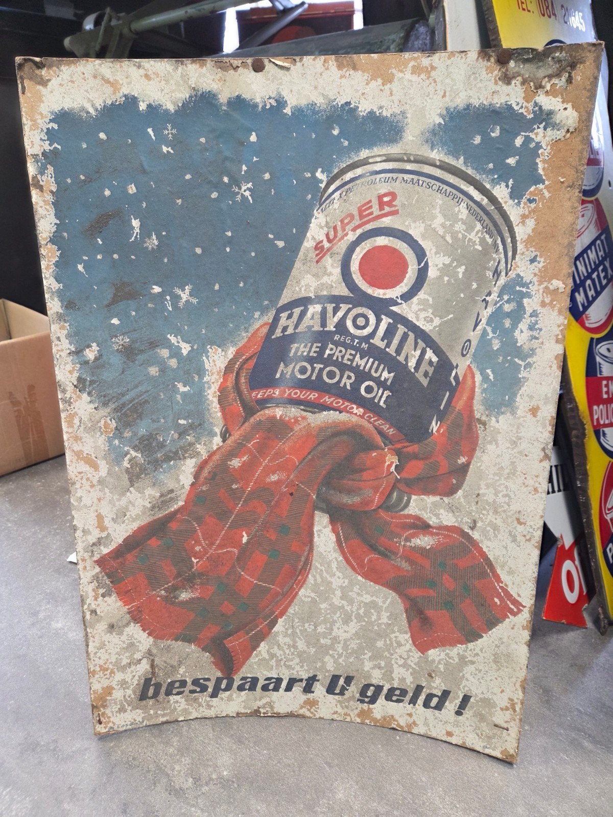 havoline karton reclame, Verzamelen, Ophalen of Verzenden, Gebruikt, Reclamebord