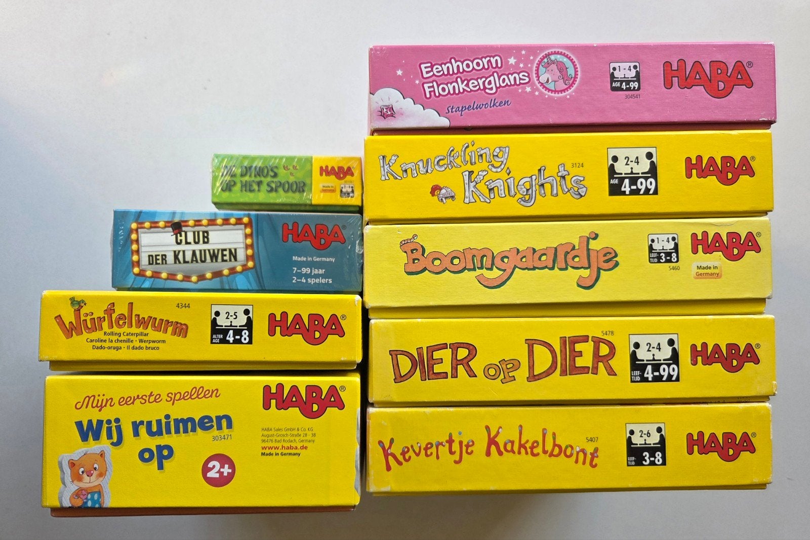 HABA spellen 9 verschillende, Hobby en Vrije tijd, Gezelschapsspellen | Bordspellen, Ophalen of Verzenden, Nieuw, HABA