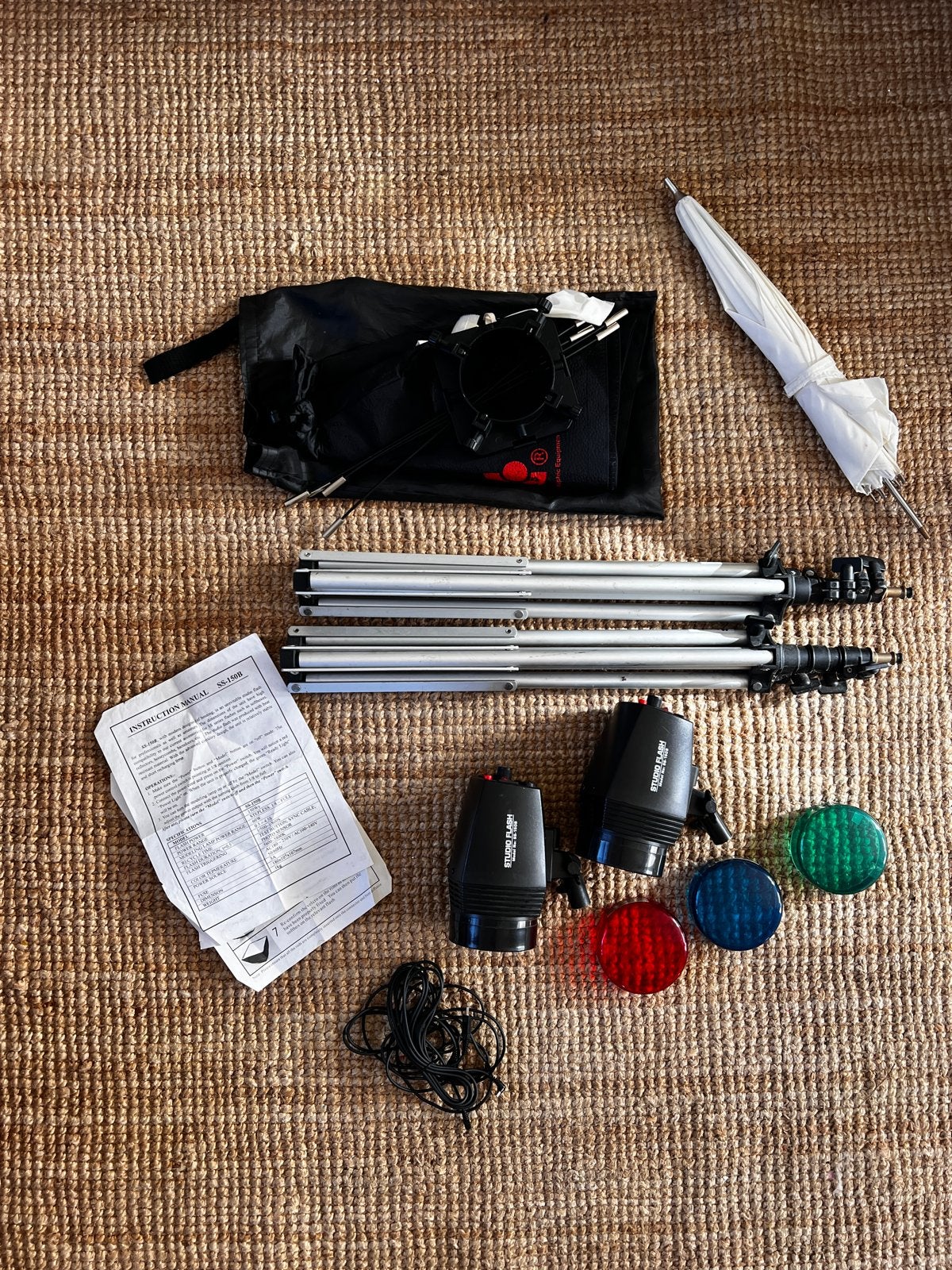 Falcon Eyes Studioflitser Set SS-150B met Statieven en Parap, Ophalen, Gebruikt, Falcon Eyes, Complete fotostudio