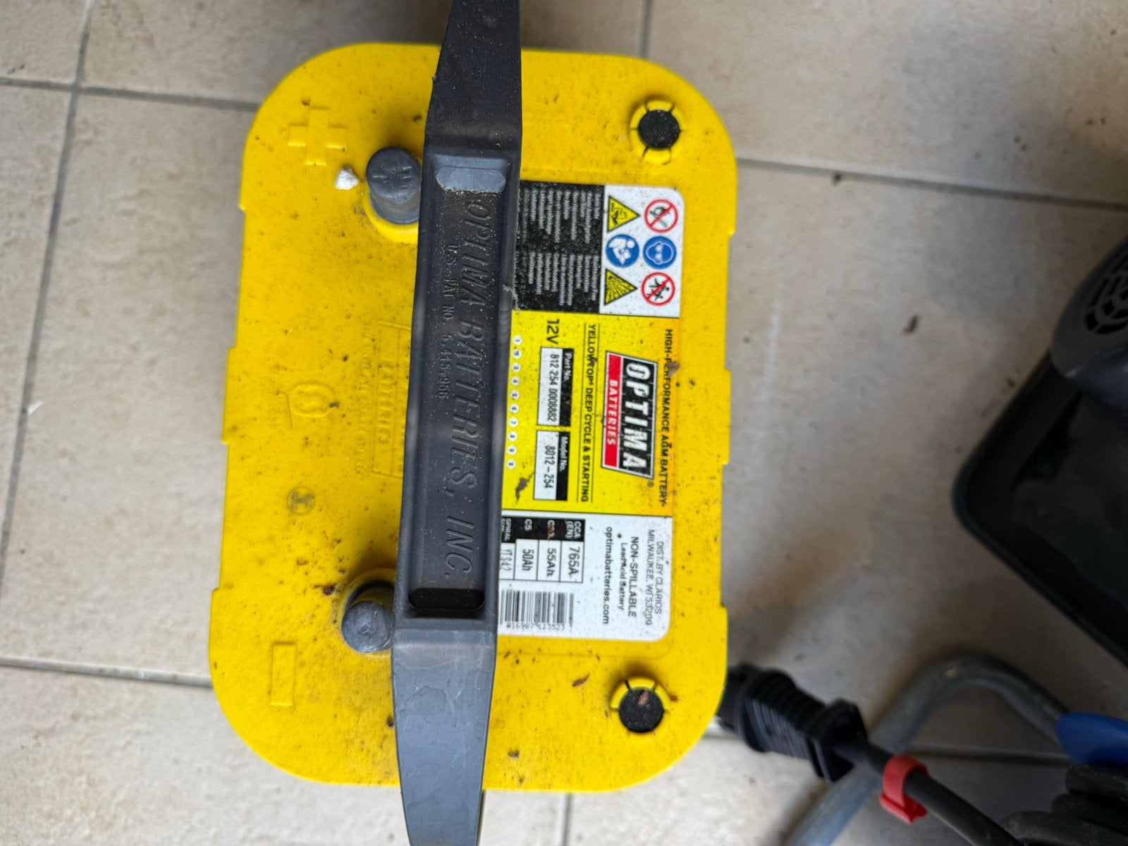 Optima Yellowtop Accu 12V 55Ah Startaccu, Gebruikt, Universele onderdelen