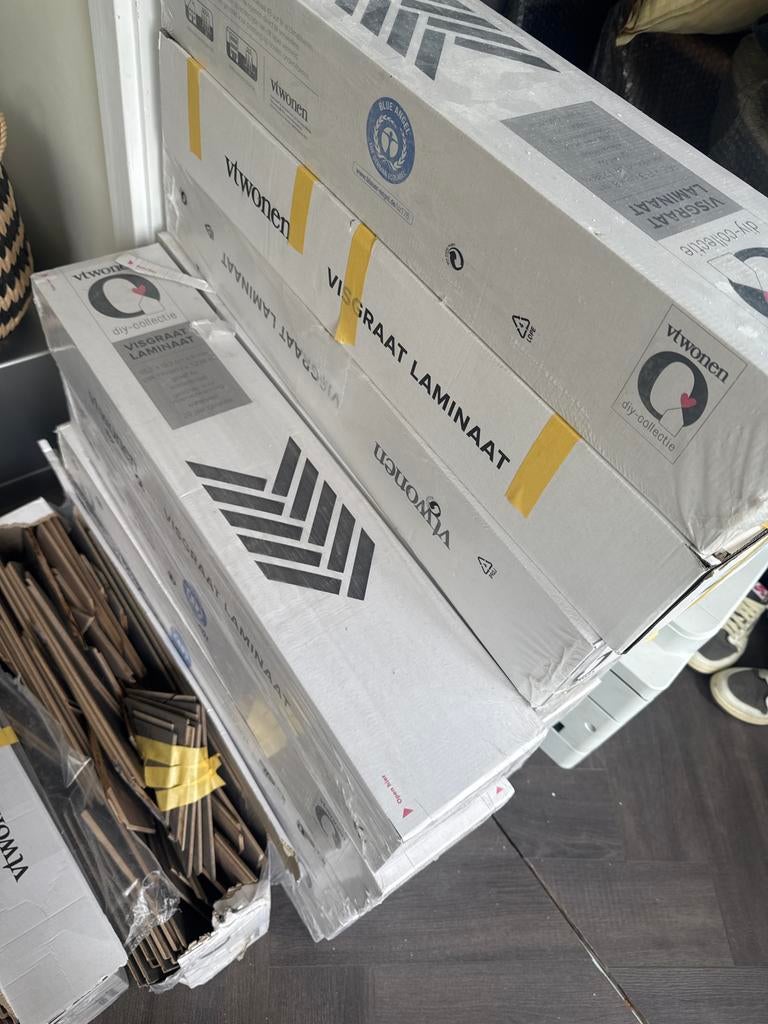 Visgraat Laminaat Vtwonen - Nieuw in verpakking, Doe-het-zelf en Verbouw, Vloerdelen en Plavuizen, Ophalen, 50 tot 150 cm, Nieuw