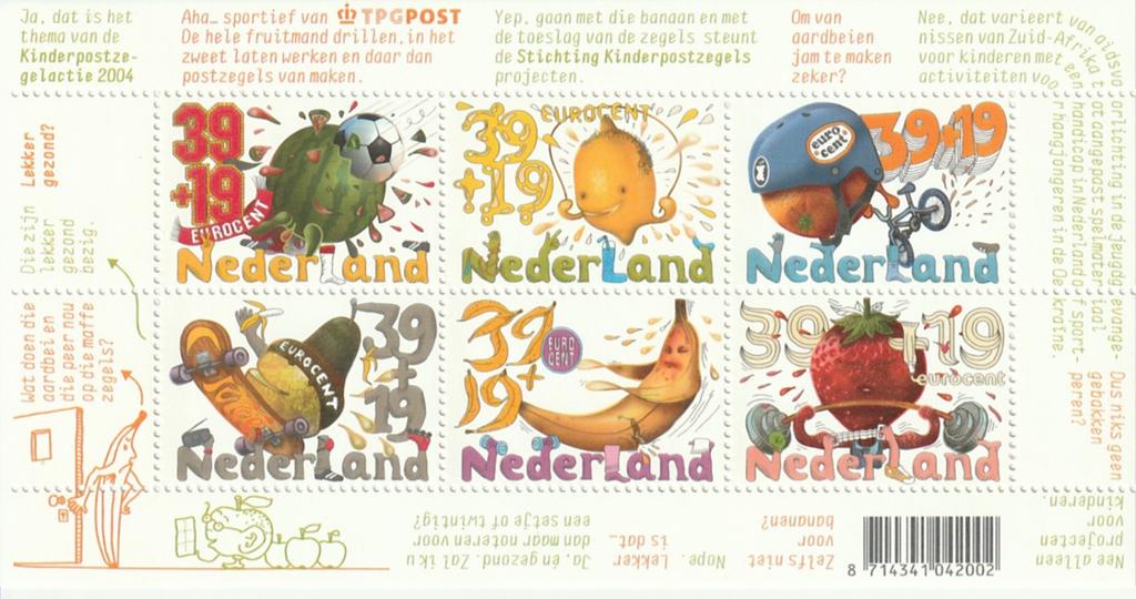 2004 kinderzegels velletje postfris, Ophalen of Verzenden, Na 1940, Postfris
