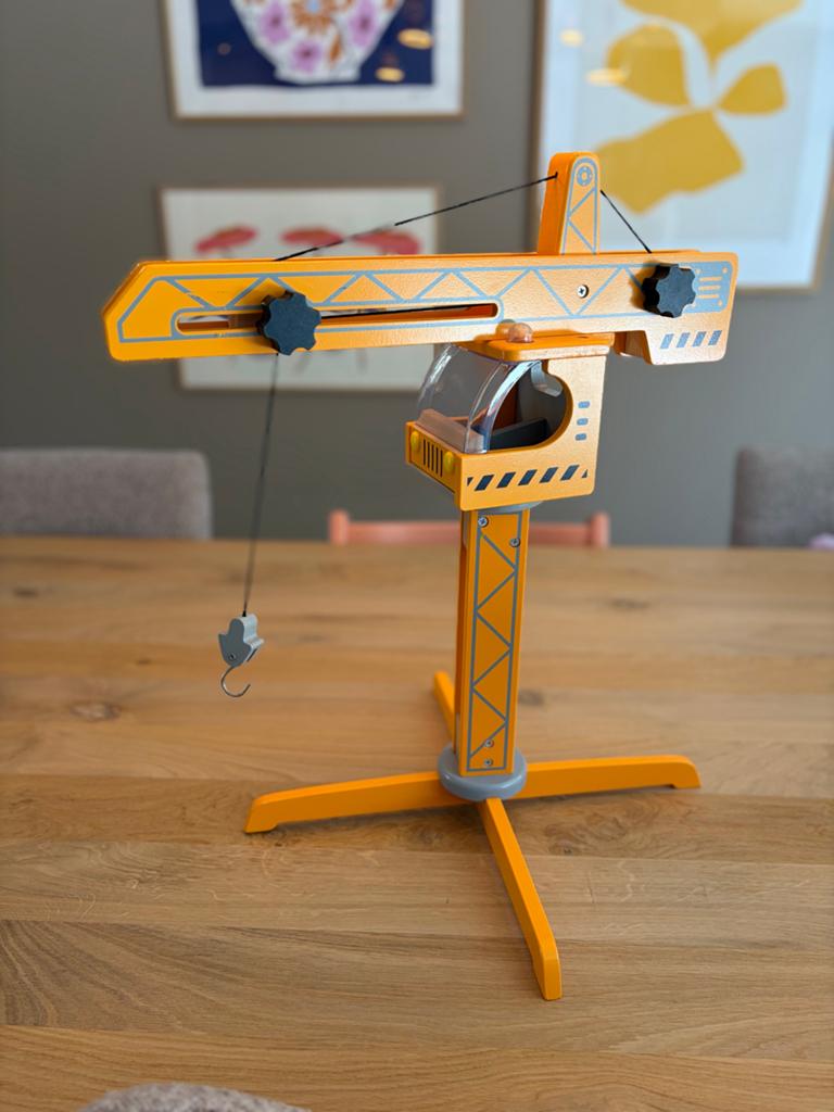 Hape houten hijskraan speelgoed, Ophalen of Verzenden, Gebruikt, Bouwen