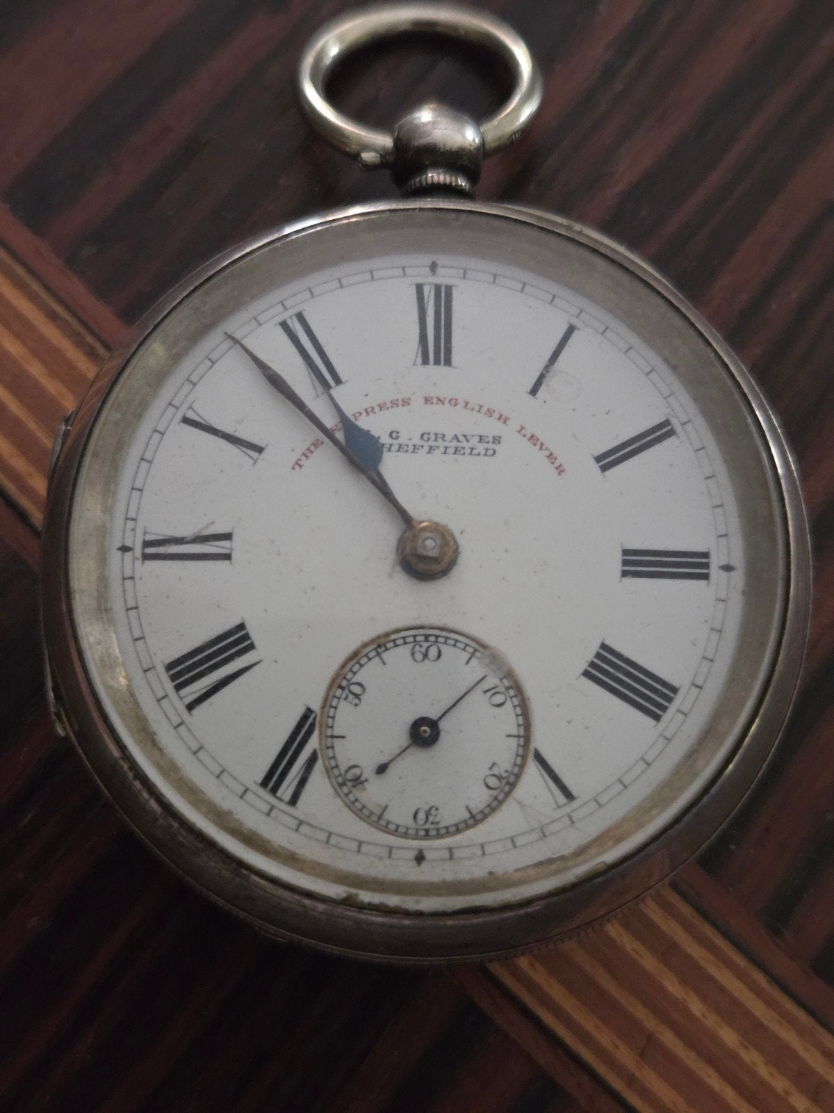 Massief zilveren zakhorloge Express English Lever 1899, Sieraden, Tassen en Uiterlijk, Horloges | Antiek, Overige merken, Zilver