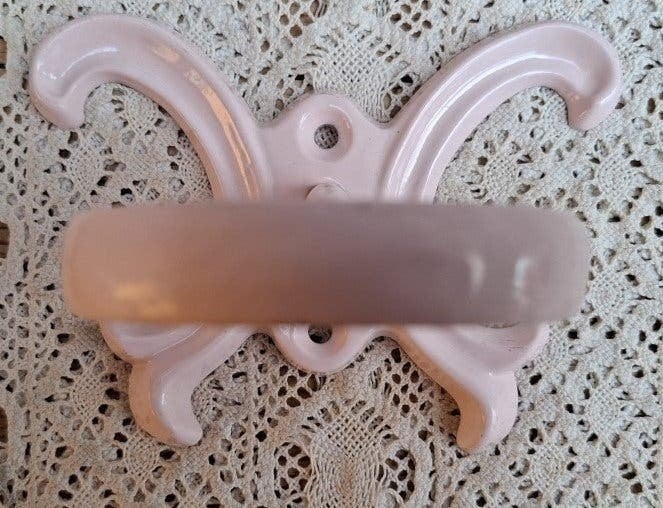 Vintage Franse lichtroze gietijzeren bekerhouder, Ophalen of Verzenden