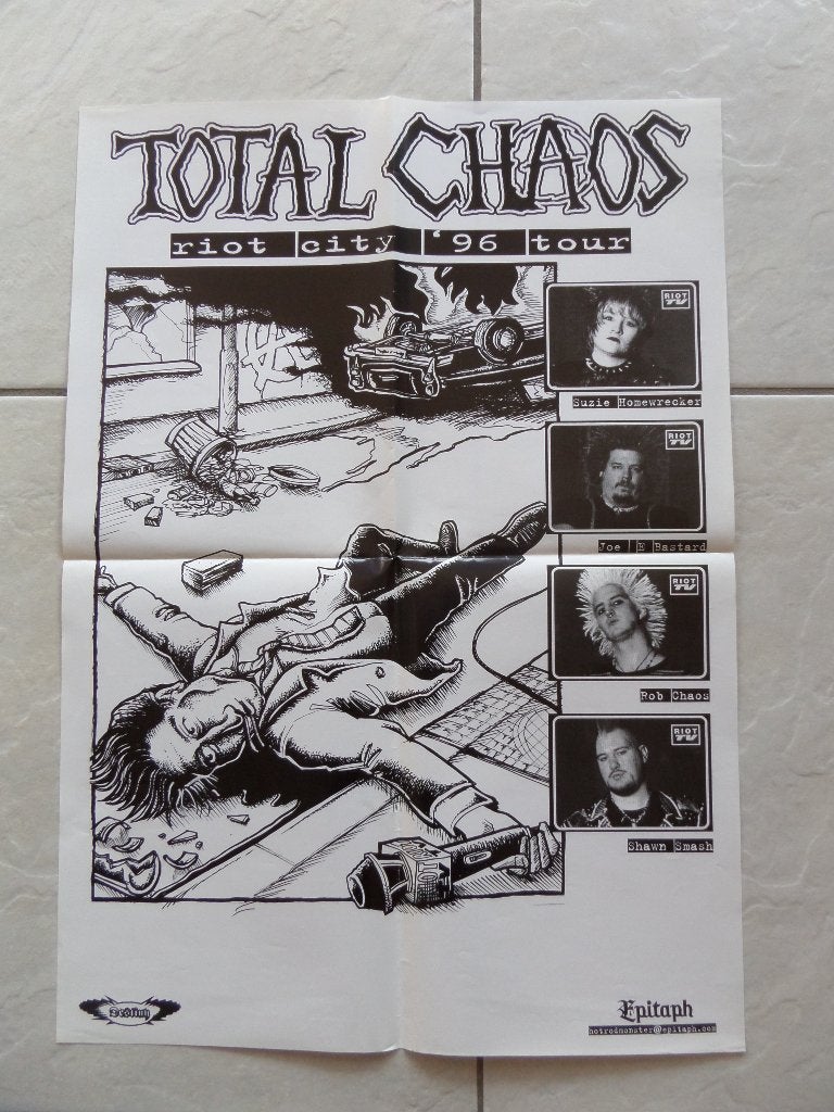 TOTAL CHAOS - European tour 1996 poster, Ophalen of Verzenden, A1 t/m A3, Muziek, Rechthoekig Staand