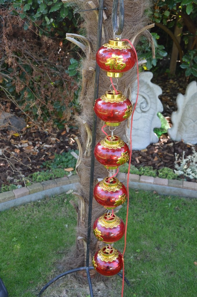 Chinese hanglamp / Nieuwjaars slinger van 6 kunststof bollen, Huis en Inrichting, Lampen | Hanglampen, Ophalen of Verzenden, Gebruikt