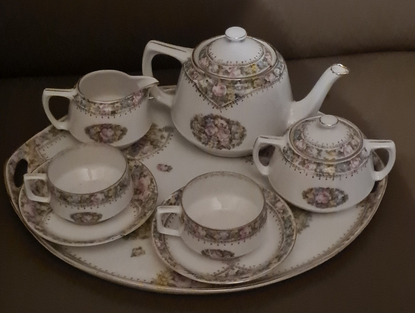 Vintage Wille & Co Amsterdam theeservies met bloemmotief, Ophalen of Verzenden